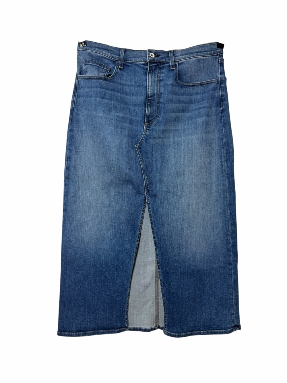 NWT rag & bone Clare Denim Midi Skirt Medium Wash Front Slit Size 34